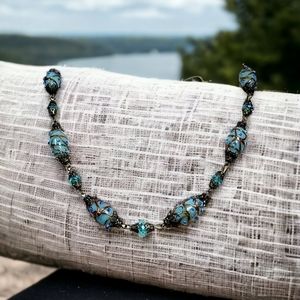 Repurposed Hand Crafted Vintage Lampwork Glass Bead Necklace